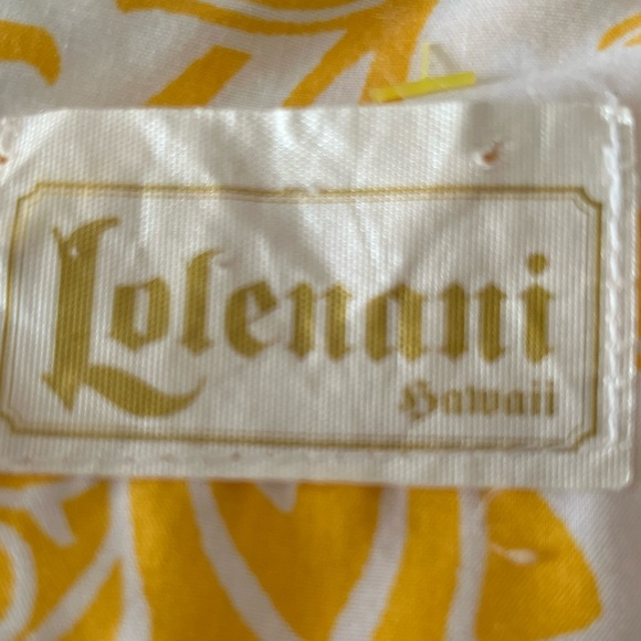 Vintage Lolenani Hawaiian Green Yellow White Floral Botantical Muumuu Dress Sz M - Picture 10 of 11